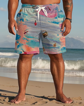 Gradient Color Tie-dye Men's Plus Size Shorts